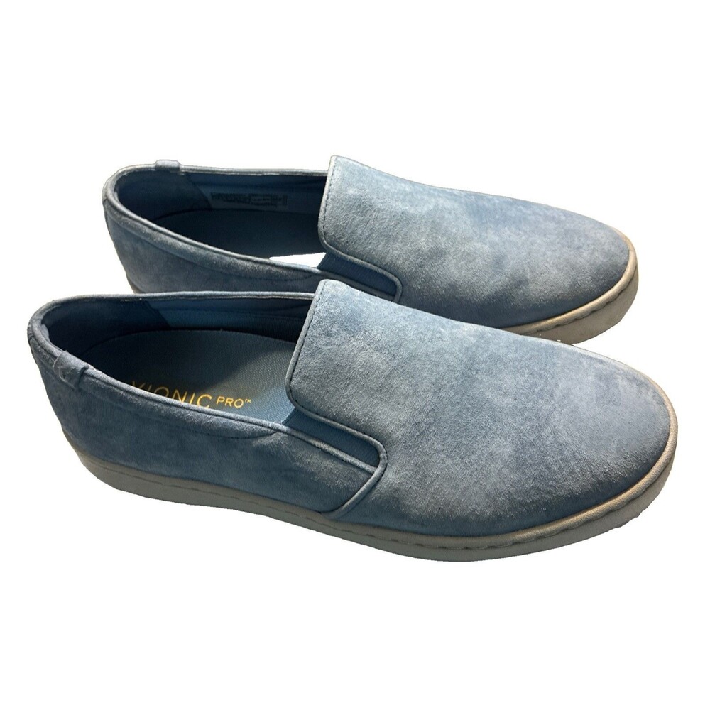 Vionic Pro Comfort Shoes Slip On Loafers Casual Flats Avery Blue Suede Womens 10